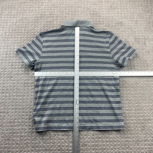 Tommy Hilfiger Polo Shirt Men Large L Gray Blue Striped Casual Golf Embroidered - Picture 6 of 8